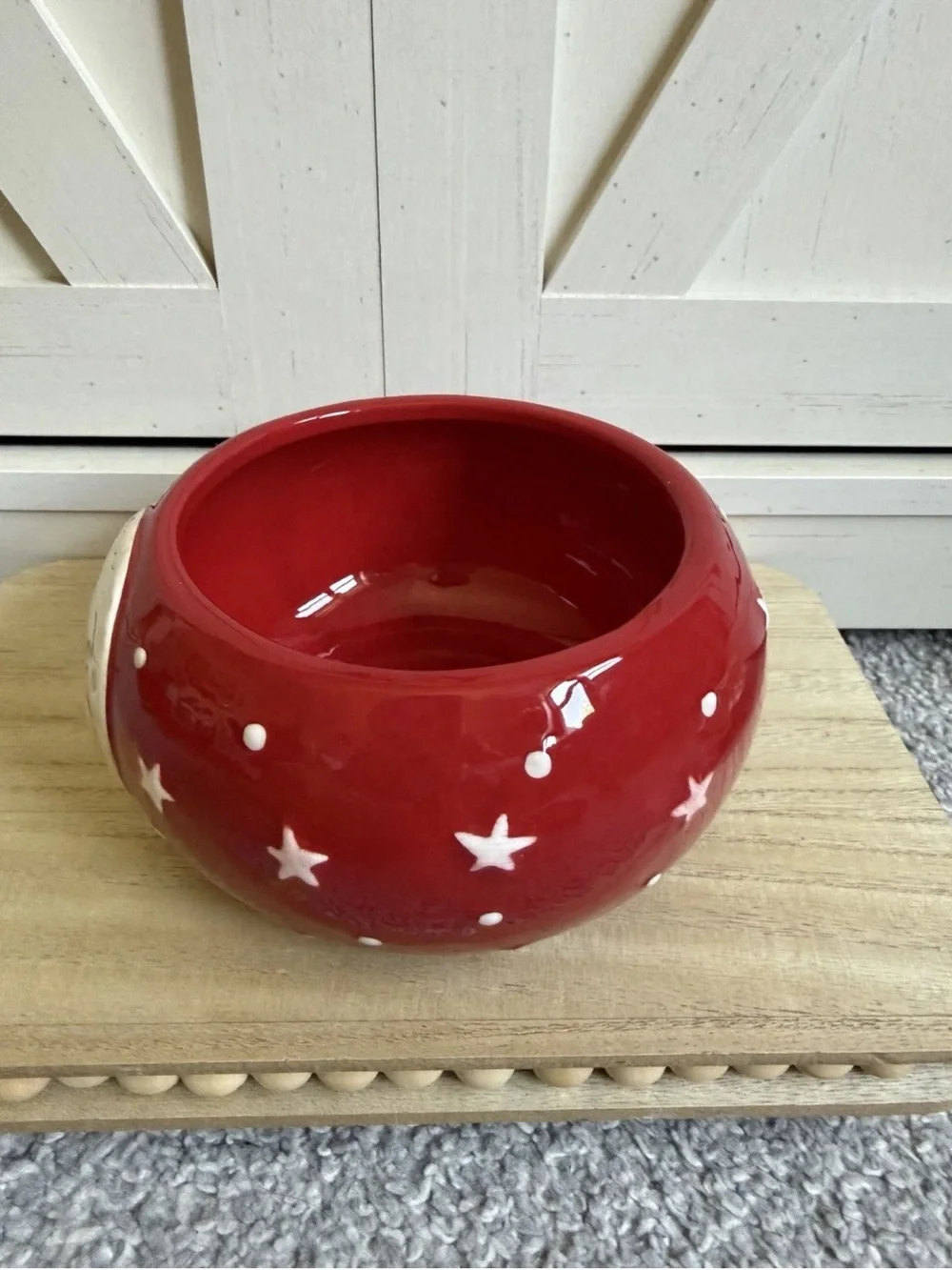 Johanna Parker Red Luna Moon Man bowl Patriotic Valentines Day HTF